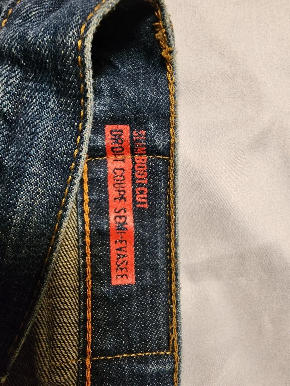 Men's Distressed Blue Denim Jeans Boot Cut 34x32